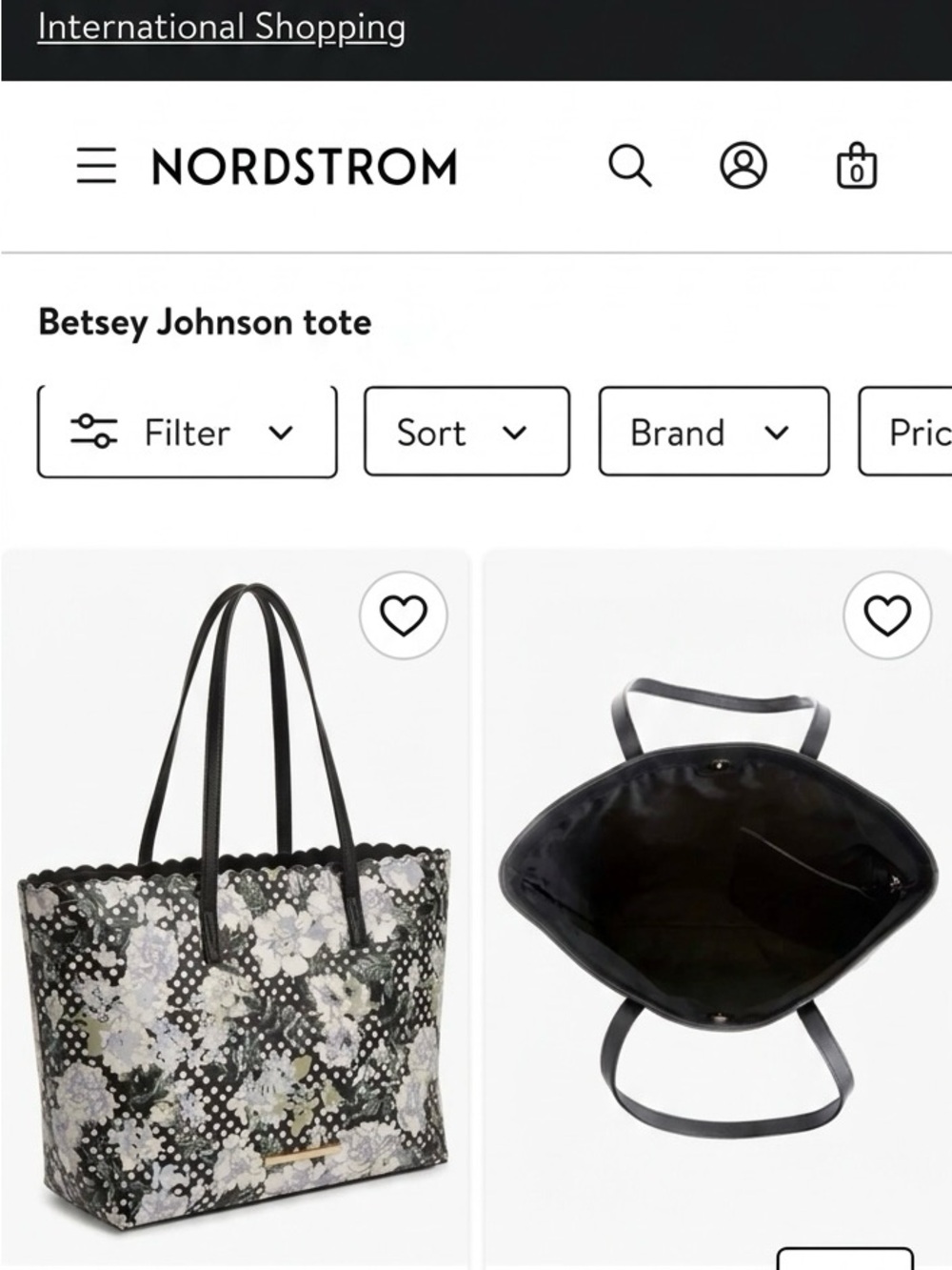 Betsey Johnson Black Floral Scallop-Edge Tote
